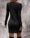 Elegant Puff Sleeve Crew Neck Dress