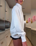 Casual High-Neck Solid Color Sweatshirt