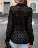 Fashion Lapel Elegant Mesh Shirt