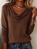 Fashionable Long-Sleeved Pile Collar Jumper