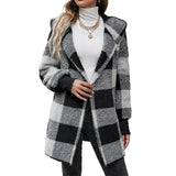 Fleece Plaid Tartan Hooded Teddy Coat