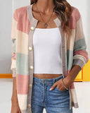 Colorblock cardigan for kvinner