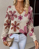 V-Neck Openwork Knit Jumper