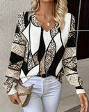 V-Neck Hollow Leopard Print Jumper