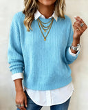 Shirt Collar Patchwork Jumper