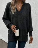 Lantern Sleeve V Neck Jumper