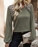 Ribbed Knit Leopard Print Top