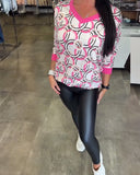 V-Neck Long-Sleeved Printed Top