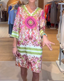 Casual Retro V-neck Printed Dress