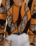 V-Neck Hollow Leopard Print Jumper