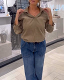 Lapel Long-Sleeved Corduroy Top