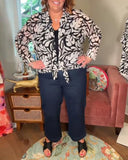 Loose and Comfortable Leaf-Patterned Blouse