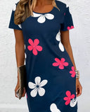 Floral Print Short Sleeve Dress