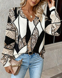 V-Neck Hollow Leopard Print Jumper