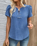 Solid Color Simple Puff Sleeve Blouse