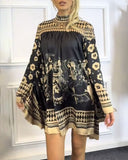 Fashion Printed Batwing Sleeve Dress