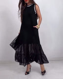 Sleeveless Elegant Pocket Long Dress