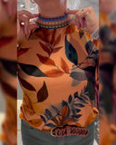 Printed Fashion Bell Sleeve Top