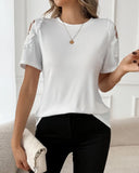 Solid Color Hollow Casual T-Shirt