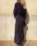 Elegant V-Neck Polka Dot Dress