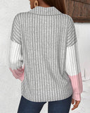 V-Neck Ribbed Contrast Top