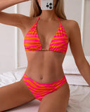 Sexy Lace-Up Two-Piece Print Bikini
