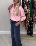 V-Neck Fashionable Long-Sleeved Pullover