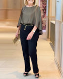 Batwing Sleeve Satin Blouse
