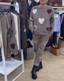 Pullover Casual Heart Print Sweater