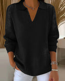Casual V-Neck Solid Color Pullover