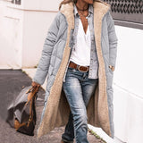 Women Solid Hooded Fleece Lined Sherpa Zipper Coat