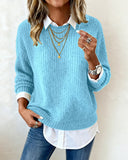 Shirt Collar Patchwork Jumper