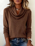Fashionable Long-Sleeved Pile Collar Jumper