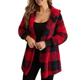 Fleece Plaid Tartan Hooded Teddy Coat