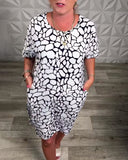 Casual Printed Crew Neck Dress
