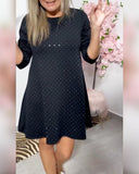 Rhinestone Round Neck A-Line Dress