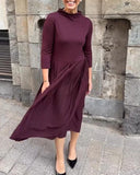 Fashion Long-Sleeved A-Line Dress