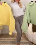 Romantic Loose Sweater with Curved Edges