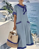 Casual Contrast Ribbon Dress