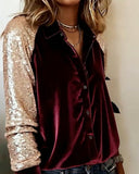 Sequined Lapel Fashion Shirt