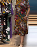 Vintage Print Straight Dress