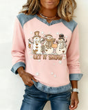 Denim Patchwork Print Sweatshirt