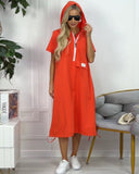 Casual Solid Color Hooded Dress