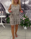 Crew Neck Leopard Print Dress