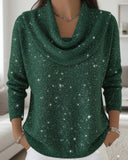 Pile Collar Sequined Sweater