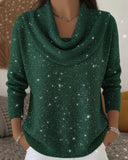 Pile Collar Sequined Sweater