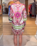 Casual Retro V-neck Printed Dress