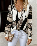 V-Neck Hollow Leopard Print Jumper
