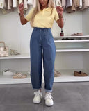 Lace-Up High Waist Casual Pants