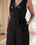 Sleeveless Elegant Striped Jumpsuit